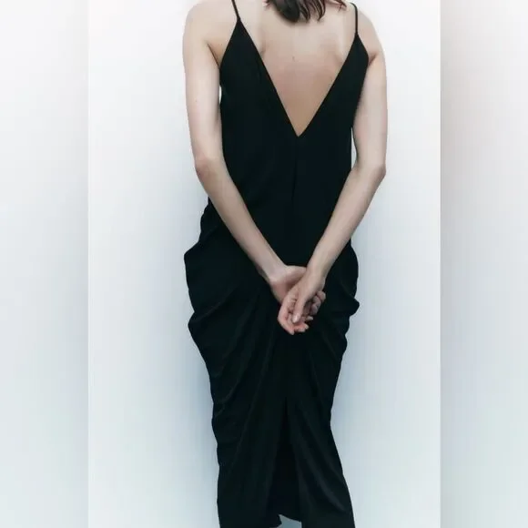 ZARA LONG COCOON DRESS - Picture 4 of 9